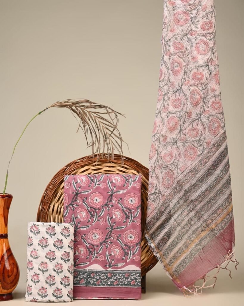 Cotton suit with Kota Dori dupatta