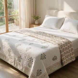Pure Handblock Mulmul Quilt -Double Bed