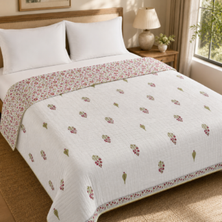 Pure Handblock Mulmul Quilt -Double Bed