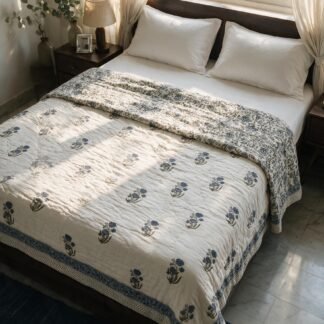 Pure Handblock Mulmul Quilt -Double Bed