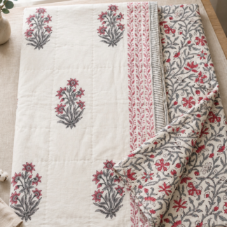 Pure Handblock Mulmul Quilt -Double Bed