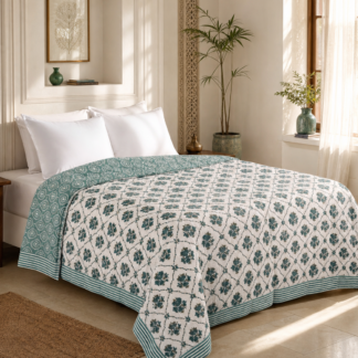 Pure Handblock Mulmul Quilt - Single Bed