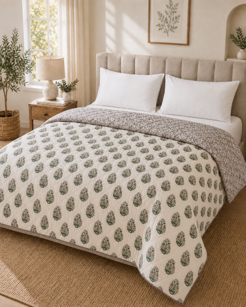 Machine print Mulmul Quilt - Double Bed
