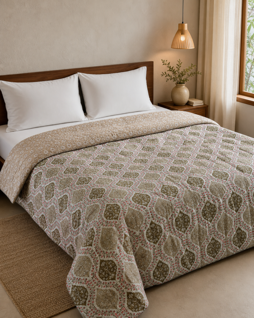 Machine print Mulmul Quilt - Double Bed