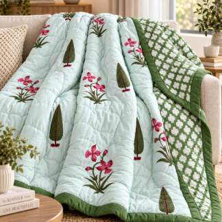 Pure Handblock Mulmul Quilt - Single Bed