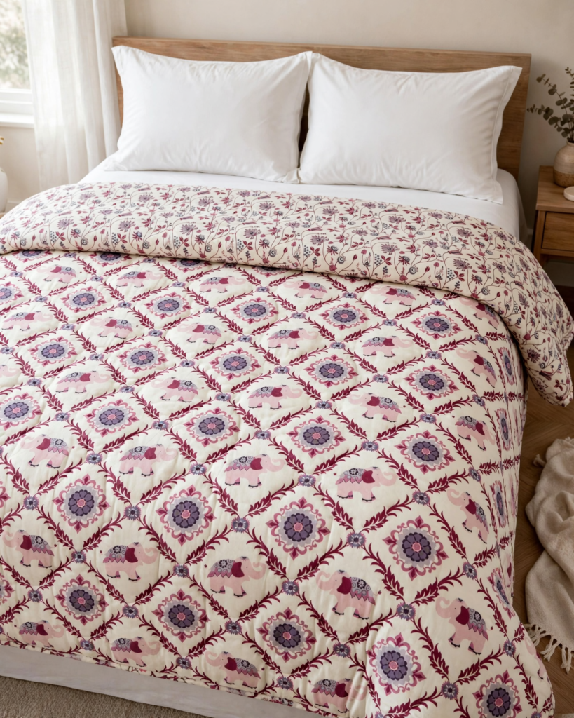 Machine print Mulmul Quilt - Double Bed