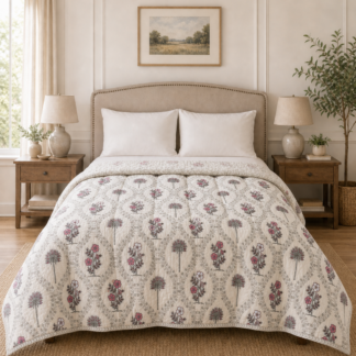 Pure Handblock Mulmul Quilt -Double Bed