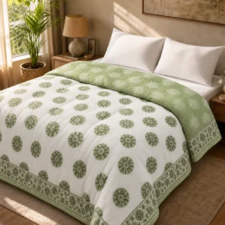 Hand Block Printed Mulmul Quilt - Single Bed Pair